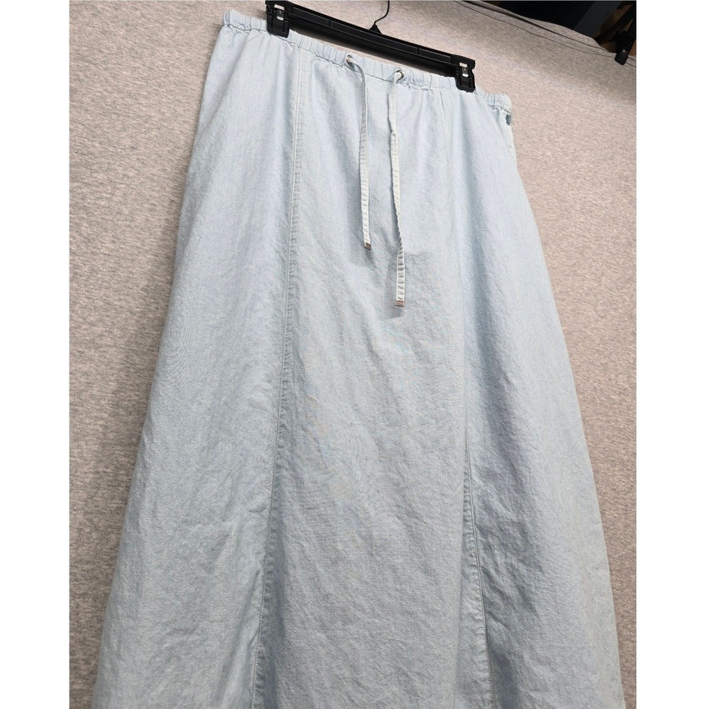 Lizwear Jeans Womens Light Wash Denim Maxi Skirt Drawstring Elastic Waist 36 L